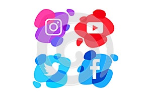 Abstract liquid shapes modern watercolor social media icon