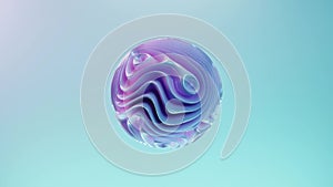 Abstract liquid sphere with organic waves animation. 3d render CGI animation.