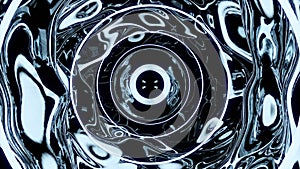 Abstract liquid vortex and hypnotic motion of concentric rings. Design. Endless tunnel effect of fluid substance.