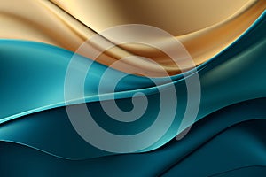 Abstract Liquid Wave Background in Blue and Gold