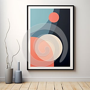 Abstract Litho Print With Colorful Circles In Simplistic Vector Art Style