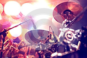 Abstract live music background.Public and drum