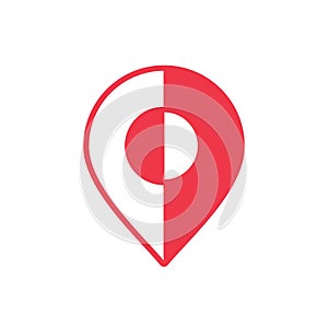 Abstract location marker logo, map pin icon design, geo tag symbol, red gps pointer illustration - Vector