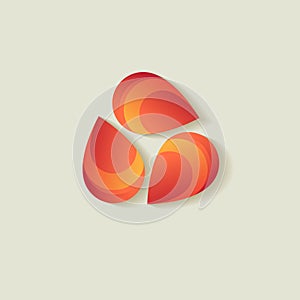 Abstract logo. 3 orange drops, Isolated on a light background.