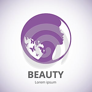 Abstract logo for beauty salon stylized profile.