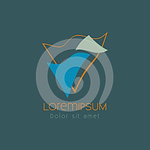 Abstract logo with blue and orange wavelike triangles