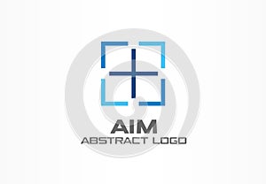 Abstract logo for business company. Corporate identity design element. Camera focus, frame center, crosshair logotype