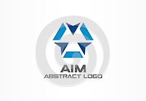 Abstract logo for business company. Corporate identity design element. Camera focus, frame epicenter, gun crosshair