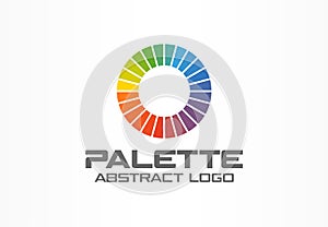 Abstract logo for business company. Corporate identity design element. Color circle segments, round spectrum logotype
