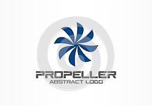Abstract logo for business company. Corporate identity design element. Eco friendly energy, twirl, propeller,