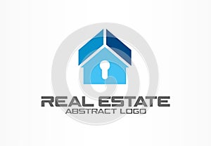 Abstract logo for business company. Corporate identity design element. Real estate, safety lock, home protection, guard