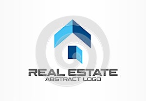 Abstract logo for business company. Corporate identity design element. Real estate service, construction, agent logotype