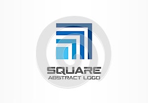 Abstract logo for business company. Corporate identity design element. Technology square, network, banking growth