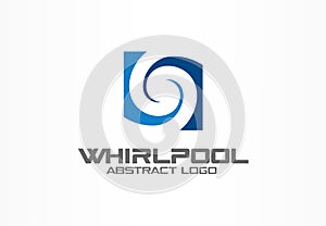 Abstract logo for business company. Eco, nature, whirlpool, spa, aqua swirl Logotype idea. Water spiral, blue circle
