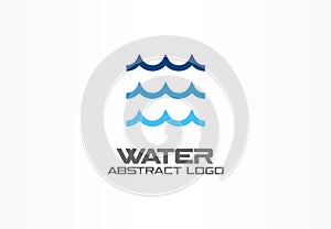 Abstract logo for business company. Eco ocean, nature, whirlpool, spa, aqua swirl Logotype idea. Water wave, spiral