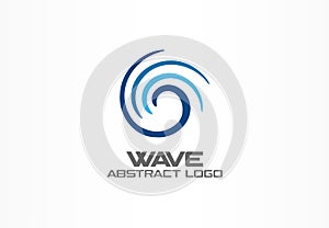 Abstract logo for business company. Eco ocean, nature, whirlpool, spa, aqua swirl Logotype idea. Water wave, spiral