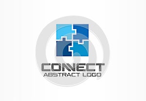 Abstract logo for business company. Industry, finance, bank logotype idea. Square group, network integrate, technology