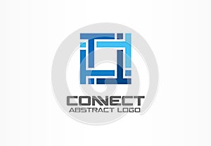 Abstract logo for business company. Industry, finance, bank logotype idea. Square group, network integrate, technology