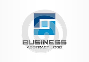 Abstract logo for business company. Industry, finance, bank logotype idea. Square group, network integrate, technology