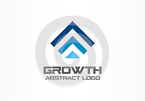 Abstract logo for business company. Technology, Industrial, market logotype idea. Red arrow up, growth chart, progress