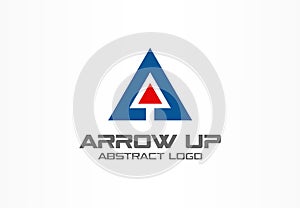 Abstract logo for business company. Technology, Industrial, market logotype idea. Red arrow up, growth chart, progress