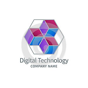 Abstract logo concept design for digital technologies, business, education, health.