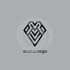 Abstract Logo Design. Lines Logo. Black and White Shield Logo