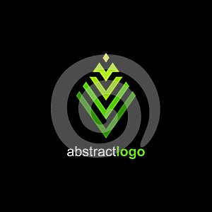 Abstract Logo Design. Lines Logo. Green Elevate Logo