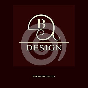 Abstract logo design. Modern luxury monogram. Minimum elements. Letter emblem B. Mark of distinction. Universal round template. Fa photo