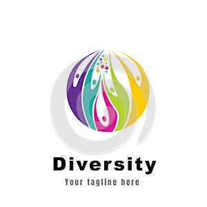 abstract logo diversity and togetherness of social people.