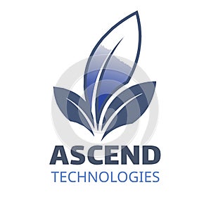 Abstract Logo features stylized leaves with a gradient of blue shades