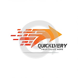An abstract logo featuring a dynamic arrow pointing to the right. The arrow is orange