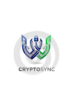 Abstract logo featuring a stylized 