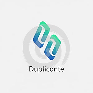 Abstract logo featuring two interlocking shapes with a gradient from teal to blue,