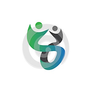 abstract logo featuring two stylized human