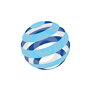 Abstract logo of a globo made of blue stripes on a white background