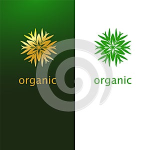 Abstract logo icon design. Elegant Golden Flower symbol. Template for creating unique luxury