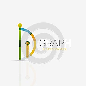 Abstract logo idea, linear chart or graph business icon. Creative logotype design template