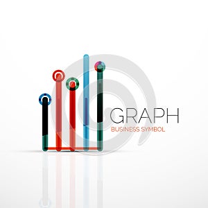 Abstract logo idea, linear chart or graph business icon. Creative logotype design template