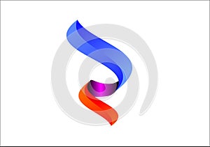 Abstract Logo Illustration with 5 Color Gradient Curves