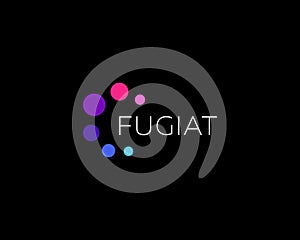 Abstract logo from isolated colorful dots or circles. Creative atom science sign. Universal technology energy concept