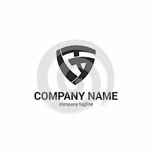 Abstract logo of letters in the form of a shield. Strict logo consisting of letters, suitable for business companies