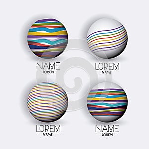 Abstract logo modern globes icon set with colorful decorative lines