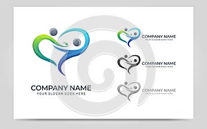 Abstract logo of people, business, foundation, community, human caring, health workers