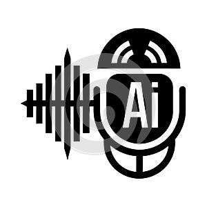 AI Voice Recording Microphone Sound Wave Logo
