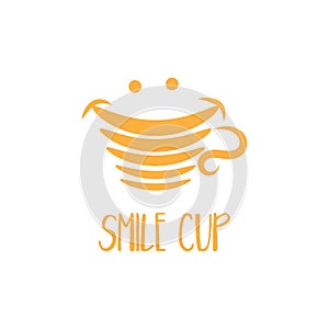 Abstract logo template with cup of tea and smile.