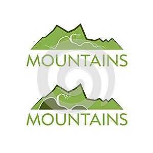 Abstract logo template of the mountains and tree.