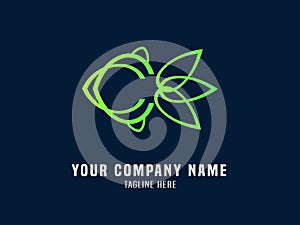 Abstract Logo Vector Gradient Green Fish