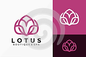 Abstract Lotus Leaf Logo Icon Vector Design. Luxury, simple, minimal and elegant logo design Vector illustration template