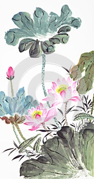 Abstract lotus-Traditional Chinese Painting